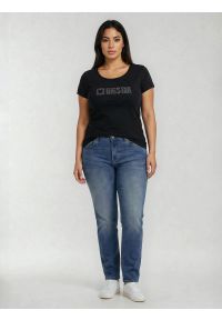 Big-Star - Koszulka damska z logo BIG STAR z cyrkonii czarna Avra 906. Kolor: czarny #3