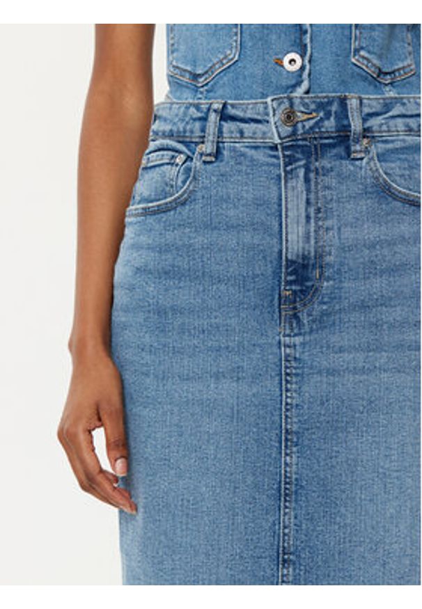 Gina Tricot Spódnica jeansowa 24062 Niebieski Regular Fit. Kolor: niebieski. Materiał: bawełna