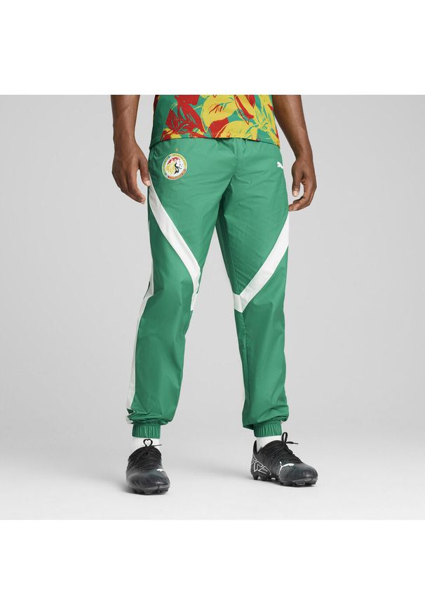 Puma - Męskie spodnie przedmeczowe Senegal 2025 PUMA Sport Green White. Kolor: zielony, biały, wielokolorowy. Materiał: dresówka. Sport: piłka nożna