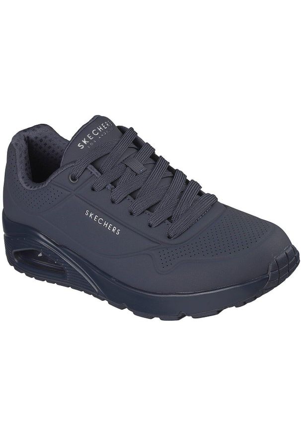 skechers - Adidasy Skechers Uno Stand On Air, Mężczyźni. Kolor: niebieski. Materiał: skóra ekologiczna, materiał. Sport: fitness
