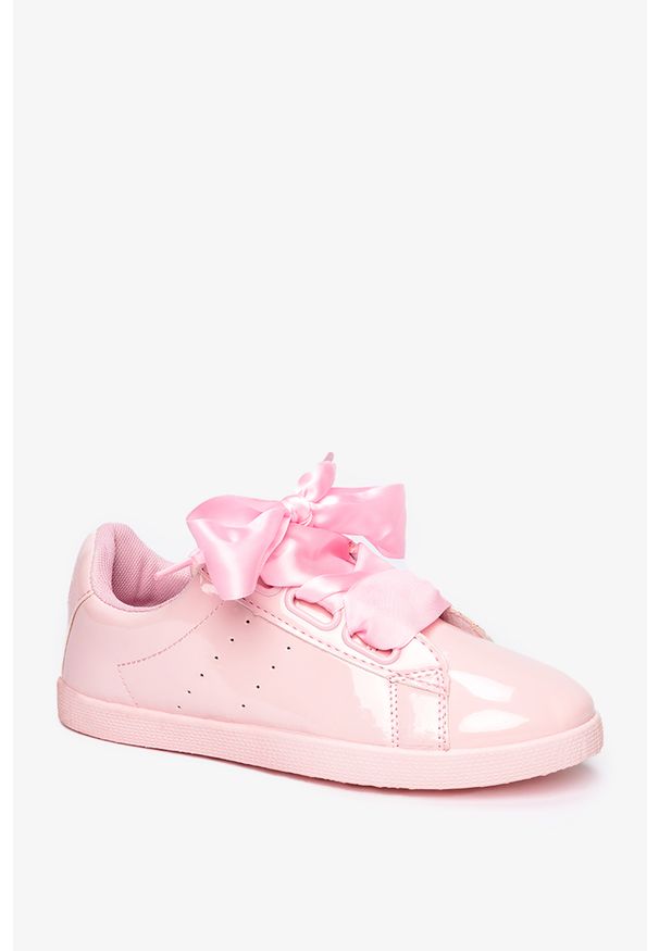 Casu - Różowe buty sportowe lakierowane sznurowane casu am-9103. Kolor: różowy. Materiał: lakier. Styl: sportowy