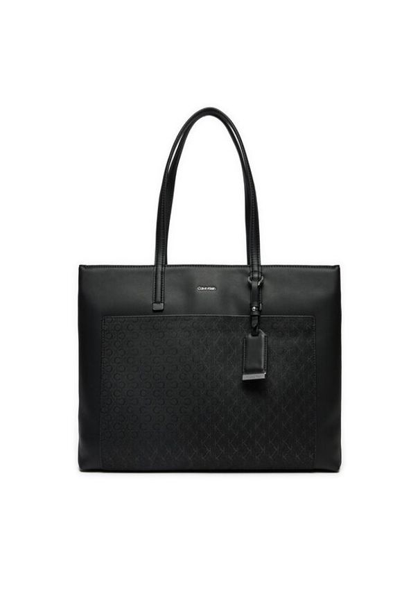 Calvin Klein Torebka Ck Must Medium Shopper_Mono K60K612774 Czarny. Kolor: czarny. Materiał: skórzane