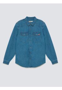 Big-Star - Koszula chłopięca jeansowa niebieska Western 121. Okazja: na co dzień. Kolor: niebieski. Materiał: jeans. Wzór: melanż. Styl: klasyczny, casual #6