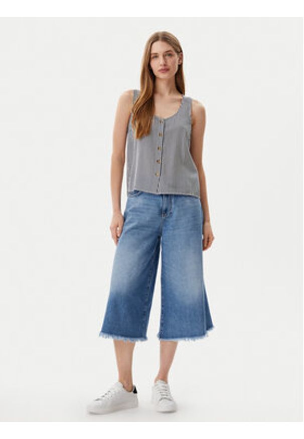 Vero Moda Top Bumpy 10325830 Granatowy Standard Fit. Kolor: niebieski. Materiał: wiskoza