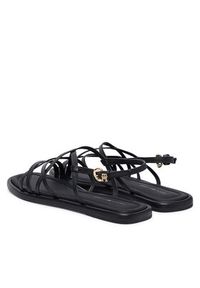 TOMMY HILFIGER - Tommy Hilfiger Sandały Flat Strappy FW0FW09220 Czarny. Kolor: czarny. Materiał: skóra #2