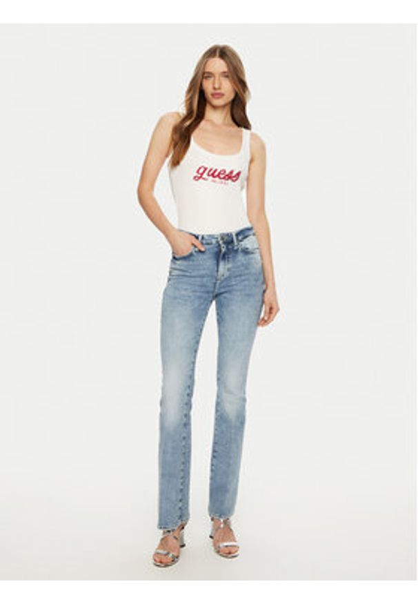 Guess Top W5RP03 KA0H1 Biały Regular Fit. Kolor: biały. Materiał: bawełna