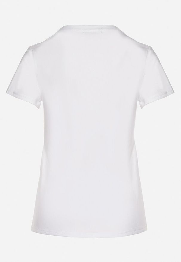 Born2be - Biały Bawełniany T-shirt z Sercem i Napisem Olirwenna. Okazja: na co dzień. Kolor: biały. Materiał: bawełna. Wzór: napisy. Styl: casual