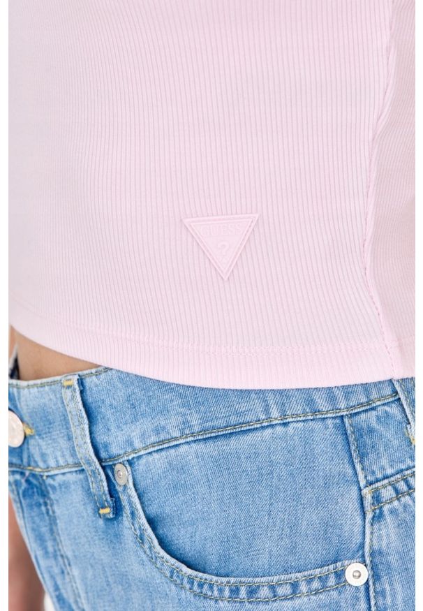 Guess - GUESS Damski różowy top, Rozmiar M. Kolor: różowy. Materiał: wiskoza