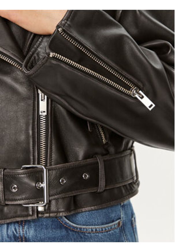 Weekend Max Mara Kurtka skórzana Saletta 2425446041 Czarny Standard Fit. Kolor: czarny. Materiał: skóra