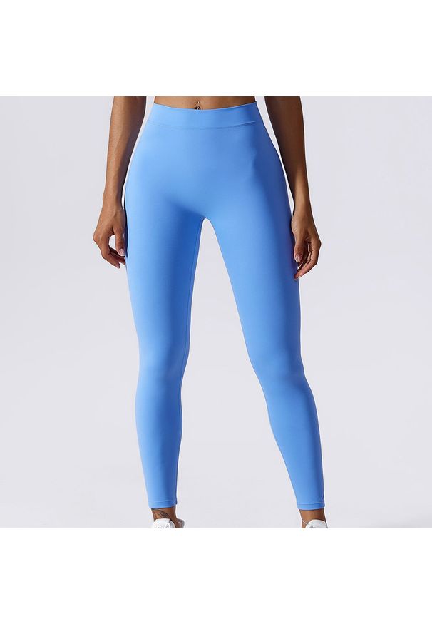 Intica - Legginsy z drapowaniem na trening i co dzień Ingedore. Kolor: niebieski. Materiał: materiał, skóra. Wzór: gładki. Sport: fitness
