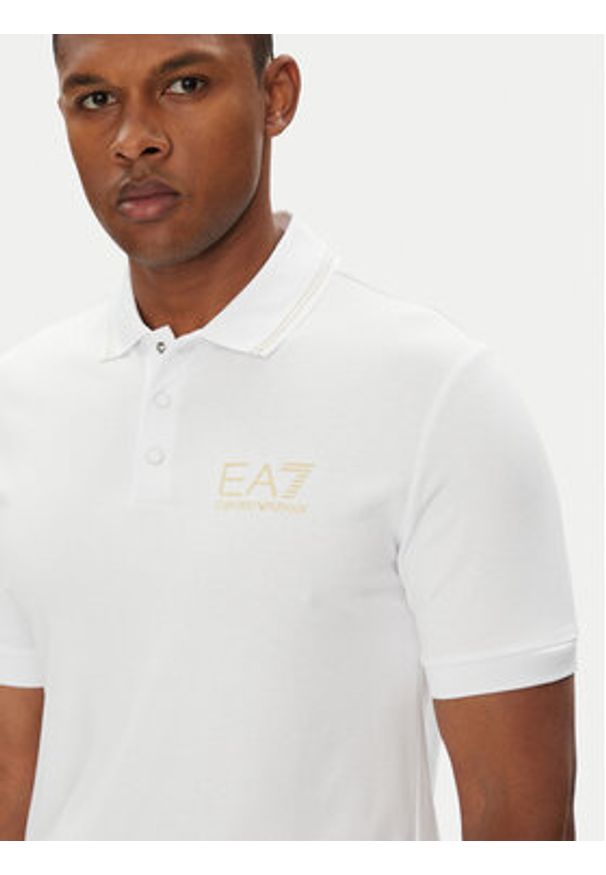 EA7 Emporio Armani Polo 7M000300 AF13739 U0002 Biały Slim Fit. Typ kołnierza: polo. Kolor: biały. Materiał: wiskoza