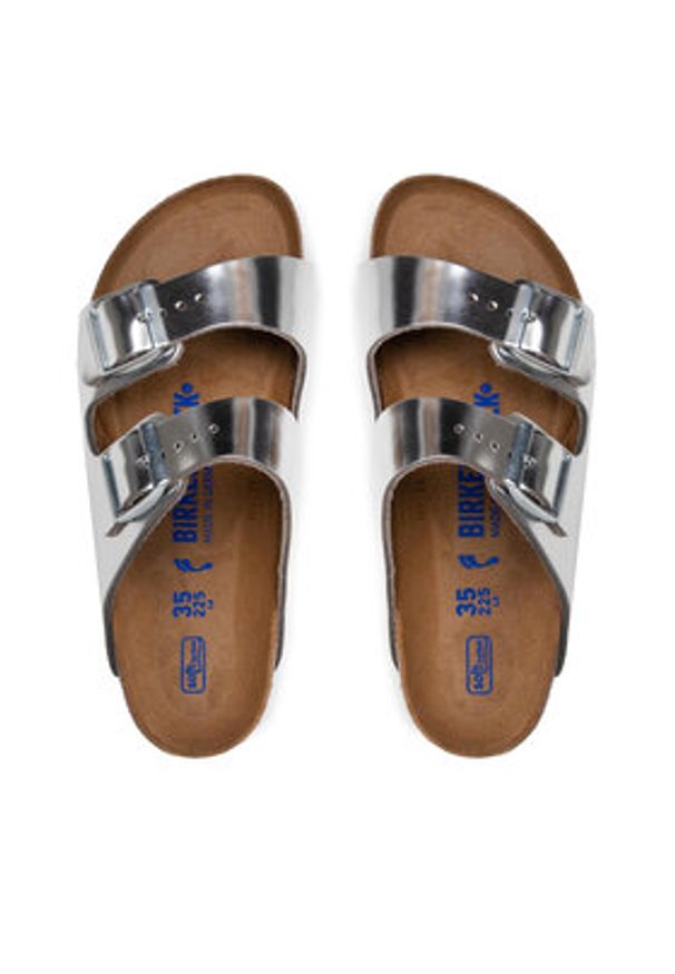 Birkenstock Klapki Arizona Metallic 1005961 Srebrny. Kolor: srebrny. Materiał: skóra