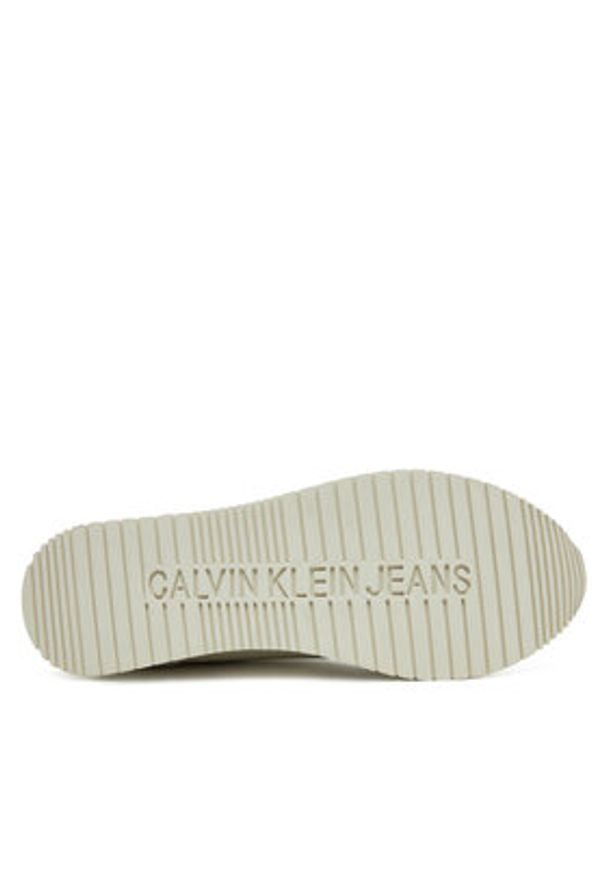Calvin Klein Jeans Sneakersy Runner Laceup Tc YM0YM01187 Beżowy. Kolor: beżowy. Materiał: skóra