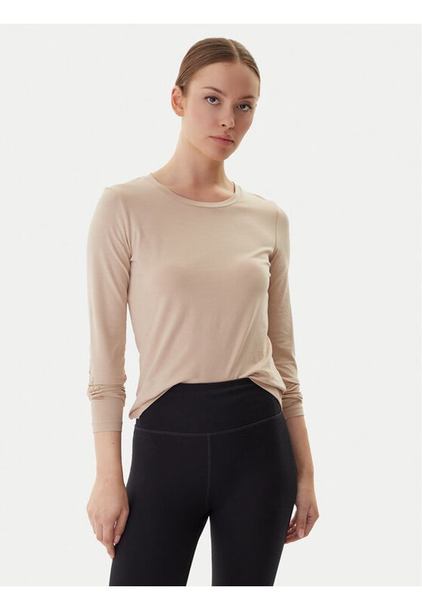 EA7 Emporio Armani Bluzka 7W000522 AF10373 U1046 Beżowy Regular Fit. Kolor: beżowy. Materiał: bawełna