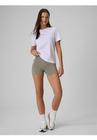4f - 4F T-shirt regular gładki damski - biały XL. Okazja: na co dzień. Kolor: biały. Materiał: materiał. Wzór: gładki. Styl: casual, sportowy #2