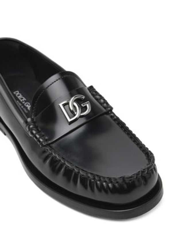 DOLCE & GABBANA - Dolce&Gabbana Mokasyny CM0074 AQ237 Czarny. Kolor: czarny. Materiał: skóra