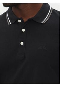 Lindbergh Polo 30-404010 Czarny Relaxed Fit. Typ kołnierza: polo. Kolor: czarny. Materiał: bawełna