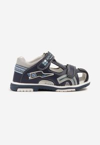 Born2be - Niebieskie Sandały z Geometrycznym Wzorem Linasenia. Okazja: na co dzień. Zapięcie: rzepy. Kolor: niebieski. Wzór: geometria. Styl: casual, klasyczny #1