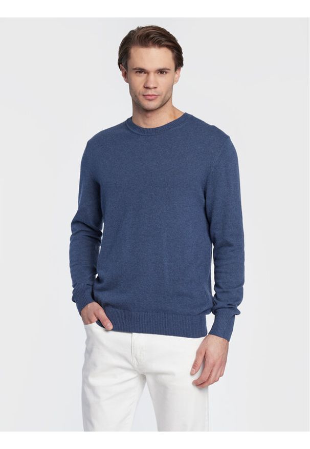 Sisley Sweter 102HS1B17 Niebieski Regular Fit. Kolor: niebieski. Materiał: syntetyk