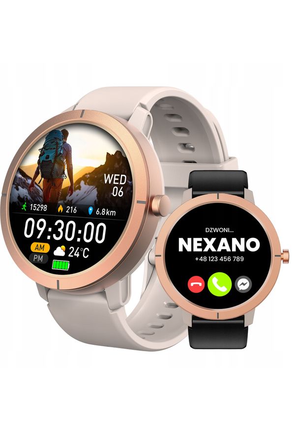 Nexano - SMARTWATCH DAMSKI ZEGAREK WODOODPORNY GPS MENU PL AMOLED ROZMOWY PULS SPORT. Rodzaj zegarka: smartwatch. Styl: sportowy