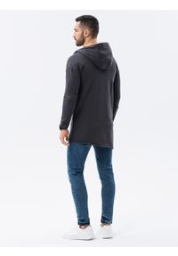 Ombre Clothing - Bluza męska rozpinana z kapturem B1189 - grafitowa - L. Typ kołnierza: kaptur. Kolor: szary. Materiał: bawełna, jeans, poliester, dzianina. Długość: długie #4