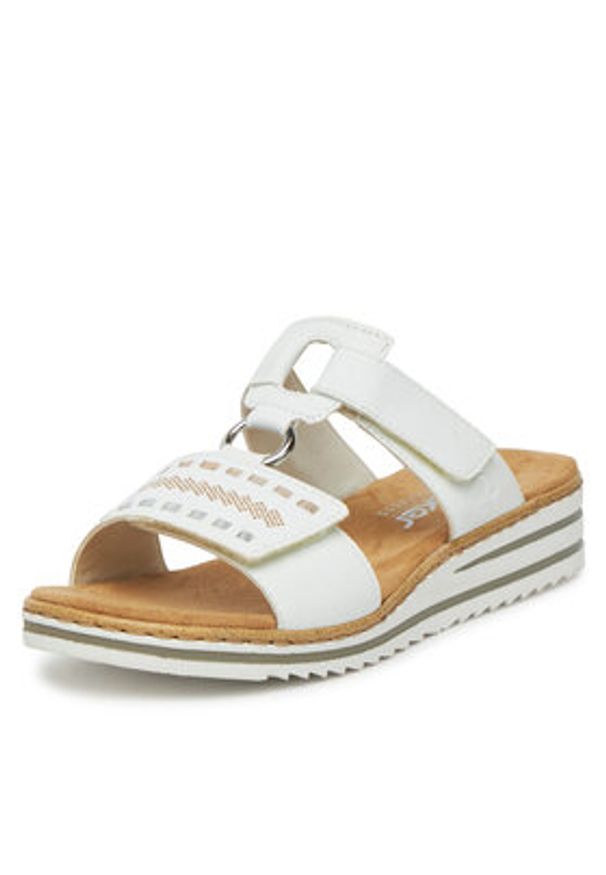 Rieker Klapki V0636-80 Biały. Kolor: biały. Materiał: materiał, syntetyk