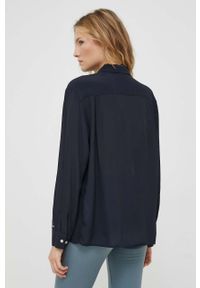 TOMMY HILFIGER - Tommy Hilfiger koszula damska kolor granatowy relaxed z kołnierzykiem klasycznym. Typ kołnierza: kołnierzyk klasyczny. Kolor: niebieski. Materiał: tkanina. Styl: klasyczny #4