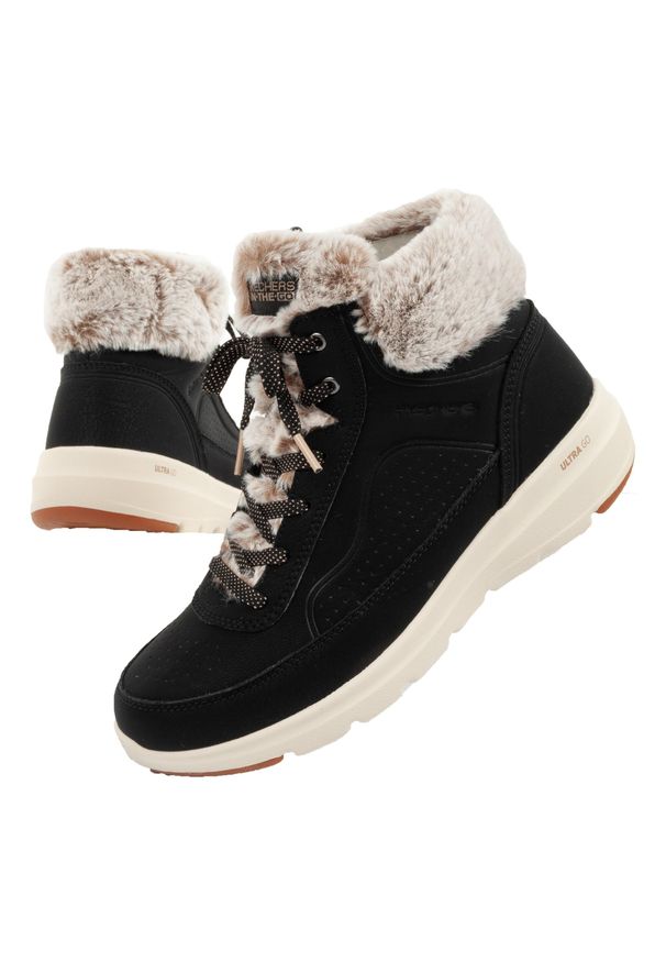skechers - Buty sportowe zimowe damskie Skechers. Kolor: beżowy, czarny, wielokolorowy. Materiał: skóra ekologiczna. Szerokość cholewki: normalna. Sezon: zima. Model: Skechers Sport. Sport: turystyka piesza