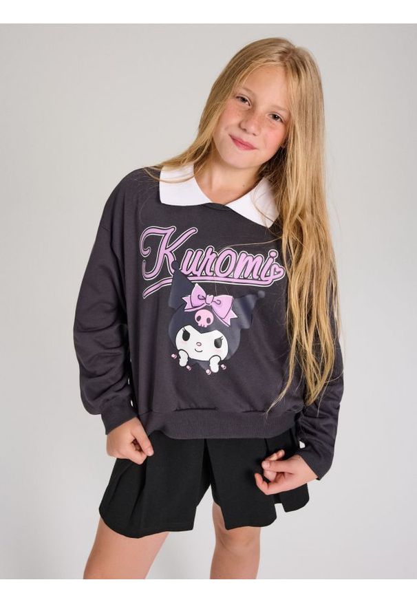 Sinsay - Bluza z ozdobnym kołnierzem Kuromi - szary. Kolor: szary