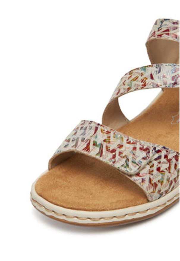 Rieker Sandały 659C7-94 Beżowy. Kolor: beżowy. Materiał: skóra