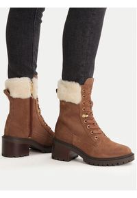 TOMMY HILFIGER - Tommy Hilfiger Trzewiki Th Shearling Lace Up Boot FW0FW08999 Brązowy. Kolor: brązowy. Materiał: skóra #2