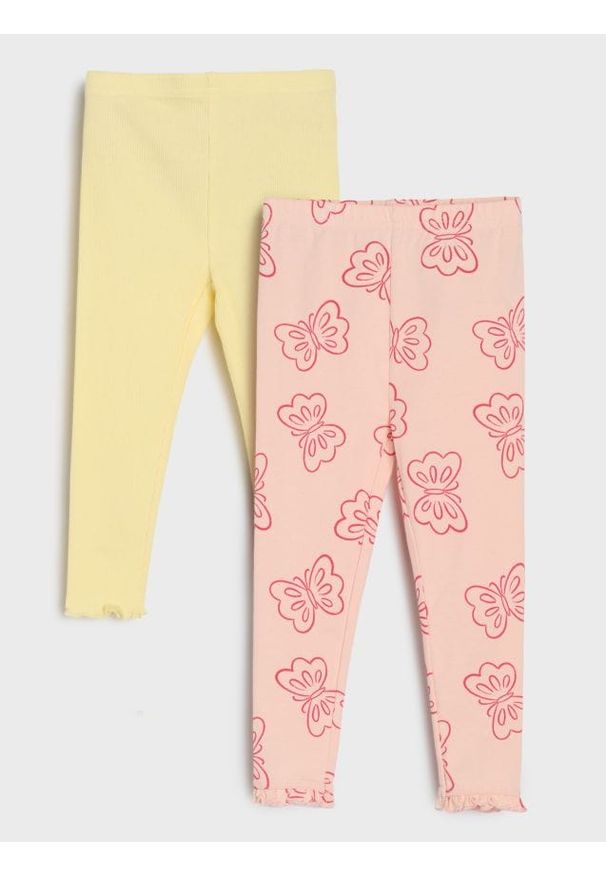 Sinsay - Legginsy wykończone falbankami 2 pack - różowy. Kolor: różowy