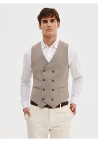 Pako Lorente - PAKO LORENTE - Dwurzędowa kamizelka męska w drobną kratę. Materiał: poliester, elastan, wiskoza. Styl: elegancki, młodzieżowy #9