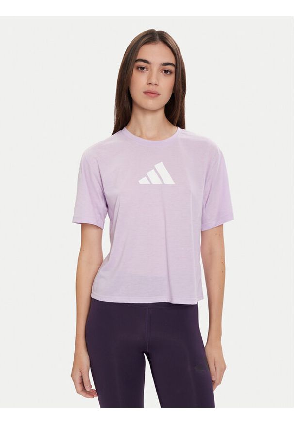 Adidas - adidas Koszulka techniczna Train Essentials Big Logo JY2183 Fioletowy Regular Fit. Kolor: fioletowy. Materiał: syntetyk