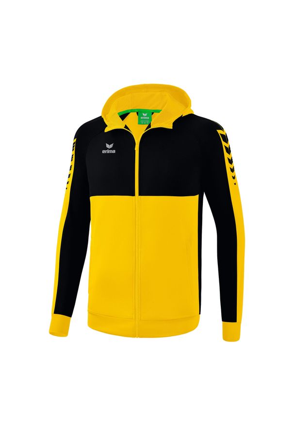 ERIMA - Kurtka z kapturem dla dzieci do treningu Erima Six Wings. Typ kołnierza: kaptur. Kolor: wielokolorowy, żółty, czarny. Sport: fitness