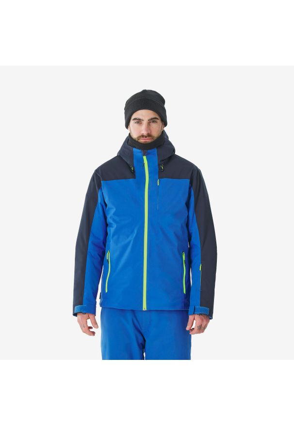 WEDZE - Kurtka narciarska i snowboardowa męska Quechua 500. Kolor: niebieski. Materiał: tkanina, skóra, materiał, syntetyk, włókno. Sezon: zima. Sport: narciarstwo, snowboard