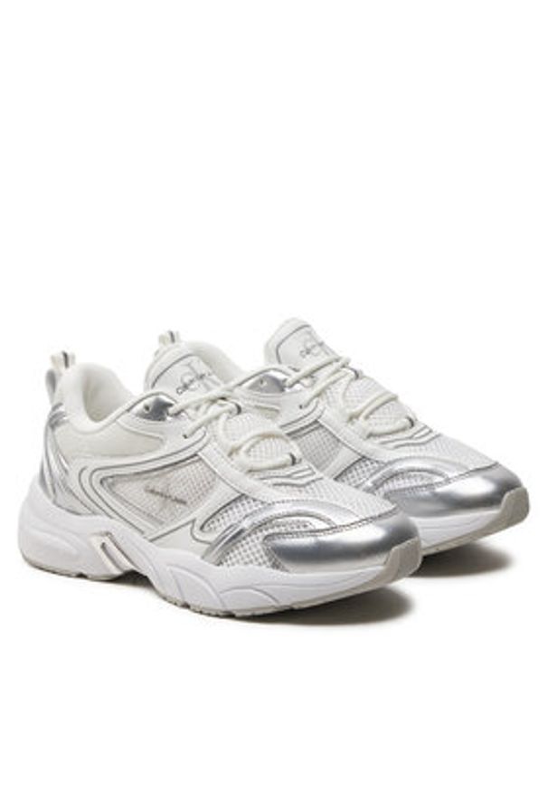 Calvin Klein Jeans Sneakersy Retro Tennis Low Lace Mh Ml Mtl YW0YW01463 Biały. Kolor: biały. Materiał: skóra
