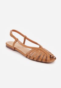 Renee - Brązowe Sandały Peep Toe VICES na Płaskiej Podeszwie z Cienkimi Paseczkami Nadalila. Nosek buta: otwarty. Zapięcie: sprzączka. Kolor: brązowy. Materiał: skóra. Sezon: lato. Obcas: na płaskiej podeszwie. Wysokość obcasa: niski #3