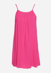 Born2be - Fuksjowa Wiskozowa Sukienka na Regulowanych Ramiączkach Ulantia. Okazja: na co dzień. Kolor: różowy. Materiał: wiskoza. Długość rękawa: na ramiączkach. Sezon: lato. Styl: casual, elegancki #3