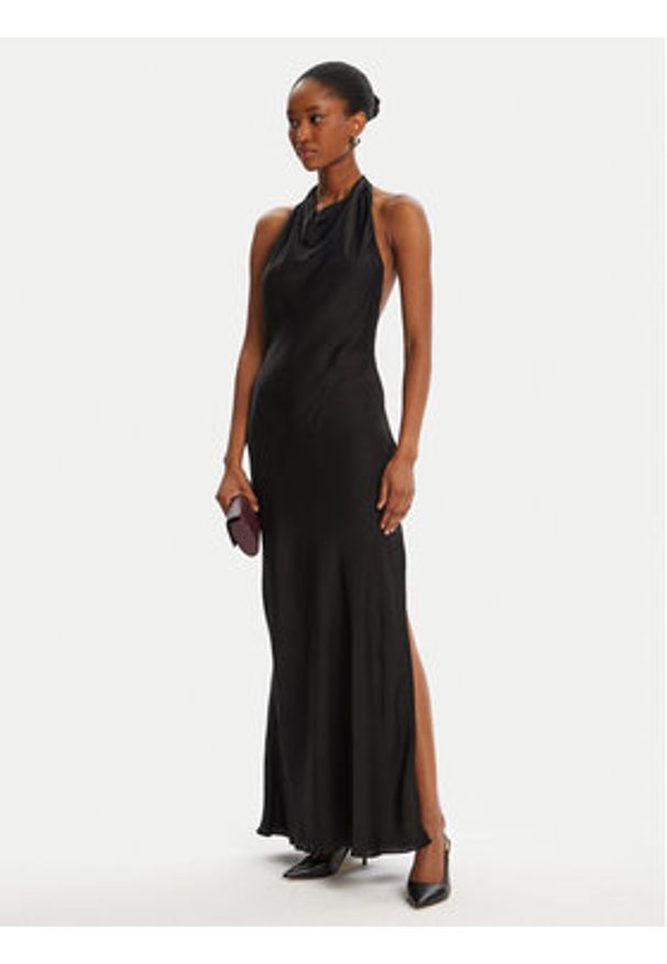 BARDOT Sukienka wieczorowa Similina Halter Maxi 59919DB Czarny Regular Fit. Typ kołnierza: dekolt halter. Kolor: czarny. Materiał: syntetyk. Styl: wizytowy. Długość: maxi