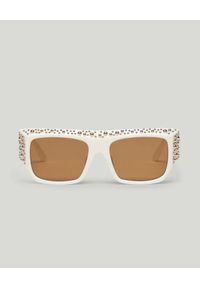 PALM ANGELS - Białe okulary przeciwsłoneczne Casablanca. Kształt: prostokątne. Kolor: biały. Materiał: materiał. Wzór: aplikacja
