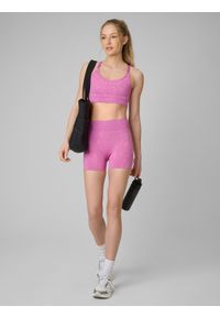 4f - 4F Biustonosz treningowy z niskim wsparciem - różowy XL/XXL. Kolor: różowy. Materiał: skóra, dzianina, włókno, materiał. Rodzaj stanika: wyciągane miseczki. Sport: fitness #2