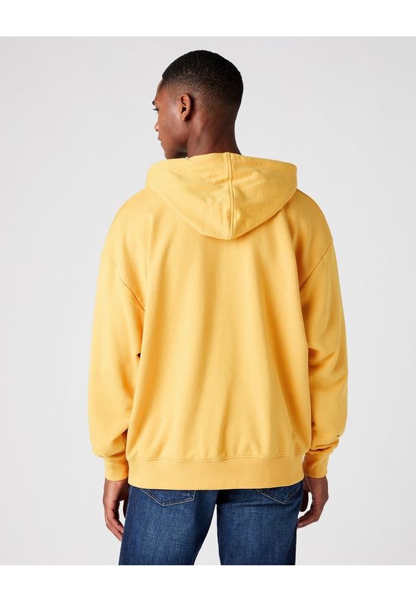 Wrangler - WRANGLER 75TH ANNI HOODIE MĘSKA BLUZA LOGO NADRUK YOLK YELLOW W645HTY23 112146186. Wzór: nadruk