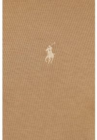 Polo Ralph Lauren bluza męska kolor beżowy gładka. Typ kołnierza: polo. Kolor: beżowy. Materiał: poliester, dzianina. Wzór: gładki #5