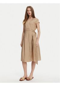 TwinSet - TWINSET Sukienka letnia 251TT2072 Beżowy Loose Fit. Kolor: beżowy. Materiał: lyocell. Sezon: lato