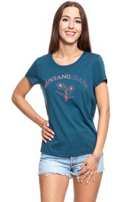 Mustang - MUSTANG T SHIRT DAMSKI Alina C Print Majolica Blue 1008934 5243. Wzór: nadruk #5