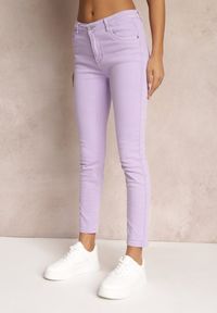 Renee - Fioletowe Jeansy Skinny z Efektem Push Up Karinali. Okazja: na co dzień. Kolor: fioletowy. Wzór: gładki. Styl: casual