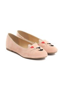 Born2be - Różowe Balerinki Lovely Kitty. Nosek buta: okrągły. Zapięcie: bez zapięcia. Kolor: różowy. Materiał: materiał, skóra. Szerokość cholewki: normalna. Wzór: motyw zwierzęcy, aplikacja. Obcas: na obcasie. Wysokość obcasa: niski #2
