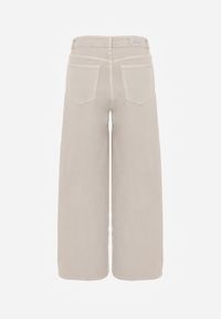 Renee - Beżowe Szerokie Jeansy Bawełniane High Waist Fyrlyss. Okazja: na co dzień. Stan: podwyższony. Kolor: beżowy. Styl: elegancki, casual #2