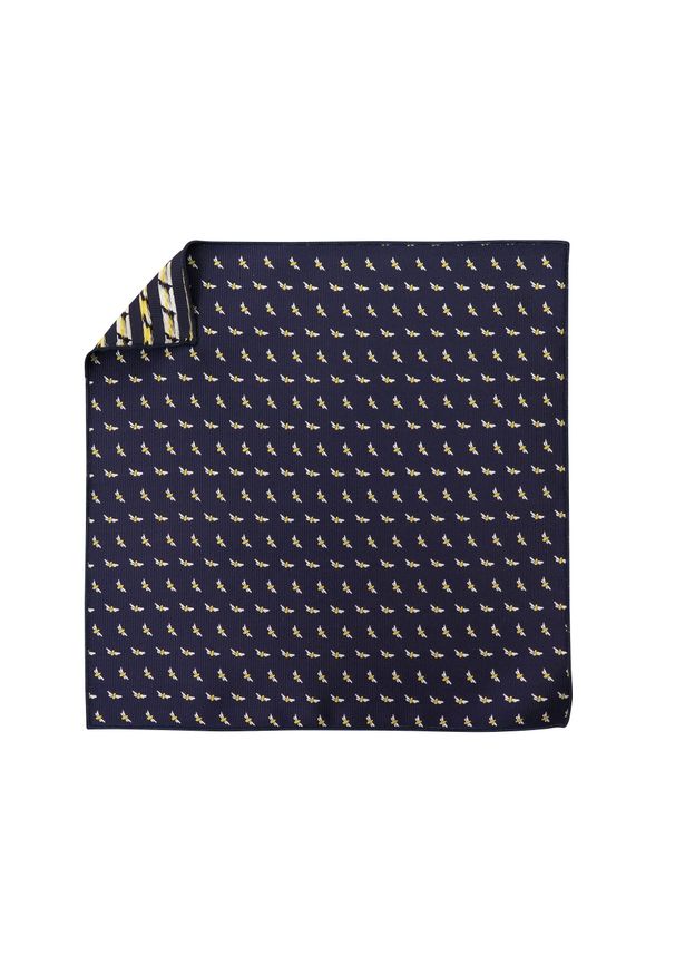 Modini - Granatowa poszetka w ważki E250. Kolor: niebieski